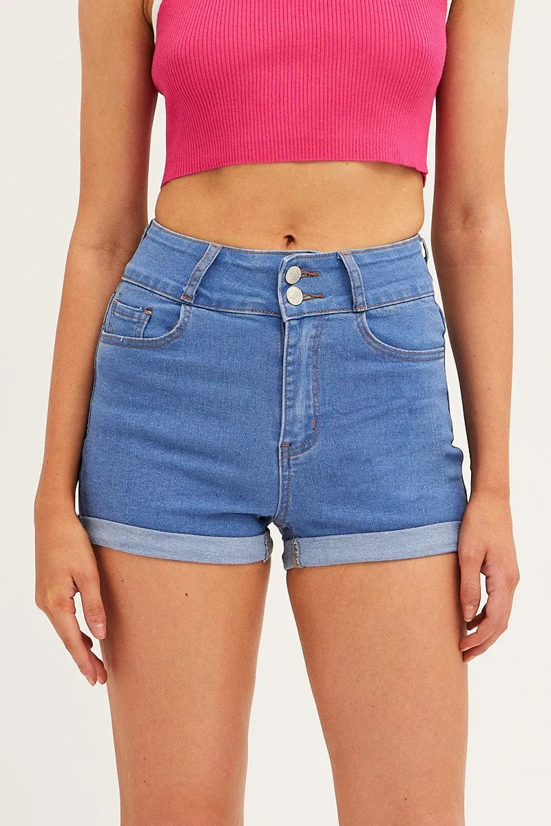 Blue Denim Shorts Skinny High Rise sold by Ally Fashion product image thumbnail 2