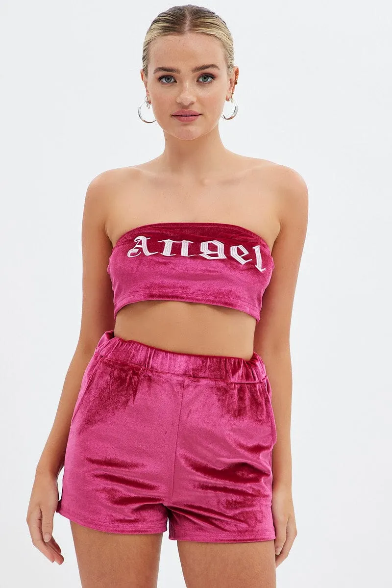 Pink Velvet Bandeau Top sold by Ally Fashion product image thumbnail 3