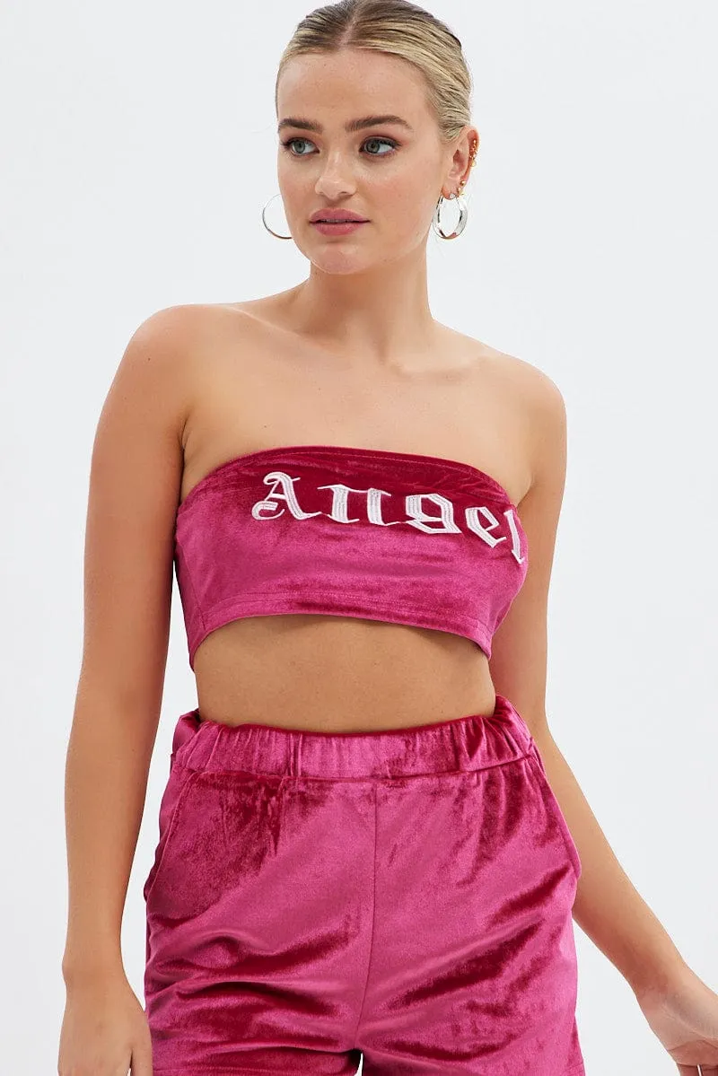 Pink Velvet Bandeau Top sold by Ally Fashion