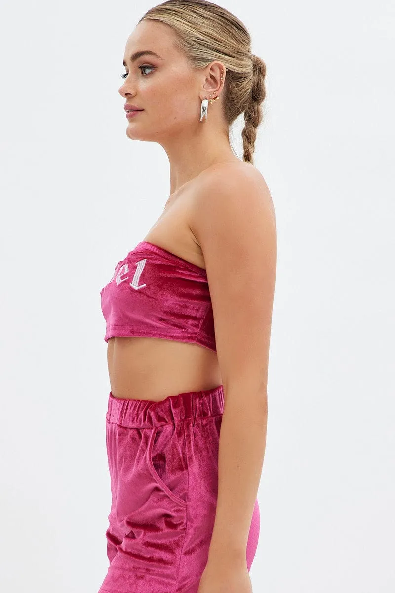 Pink Velvet Bandeau Top sold by Ally Fashion product image thumbnail 4