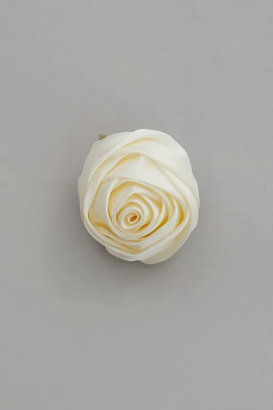 White Flower Corsage Rosette Pin On Brooch sold by Ally Fashion