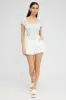 Blue Ditsy Crop Top Short Sleeve Square Neck sold by Ally Fashion