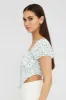 Blue Ditsy Crop Top Short Sleeve Square Neck sold by Ally Fashion