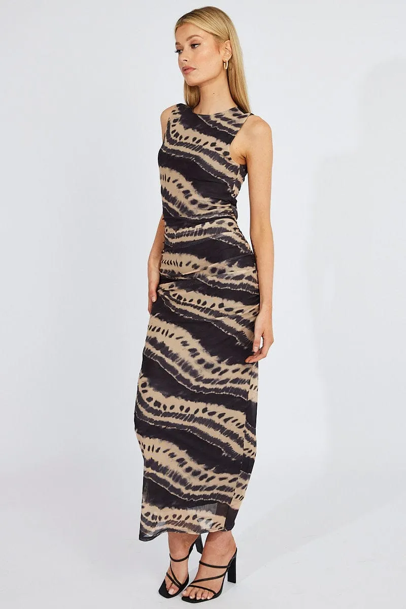 Multi Abstract Bodycon Dress Sleeveless Mesh sold by Ally Fashion product image thumbnail 4