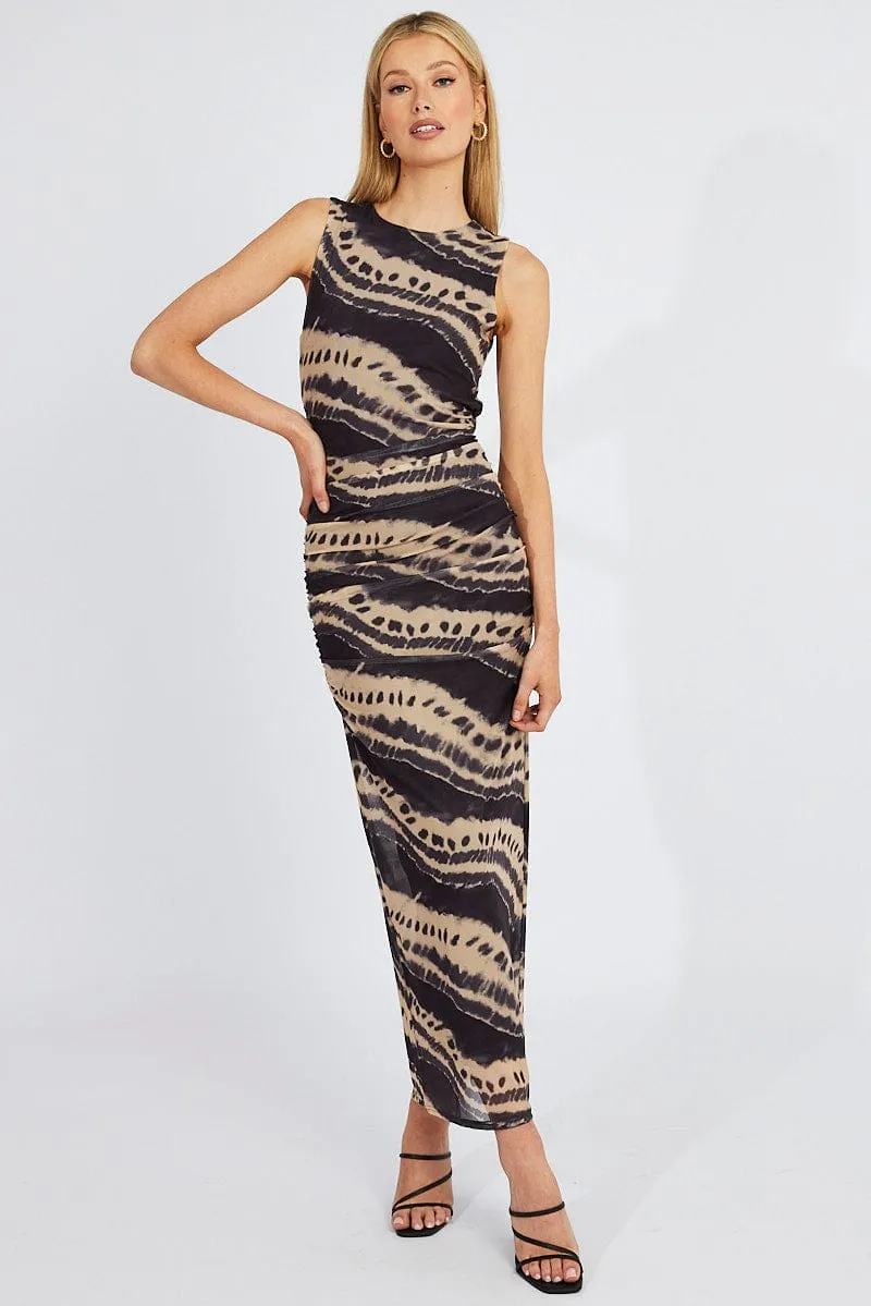 Multi Abstract Bodycon Dress Sleeveless Mesh sold by Ally Fashion
