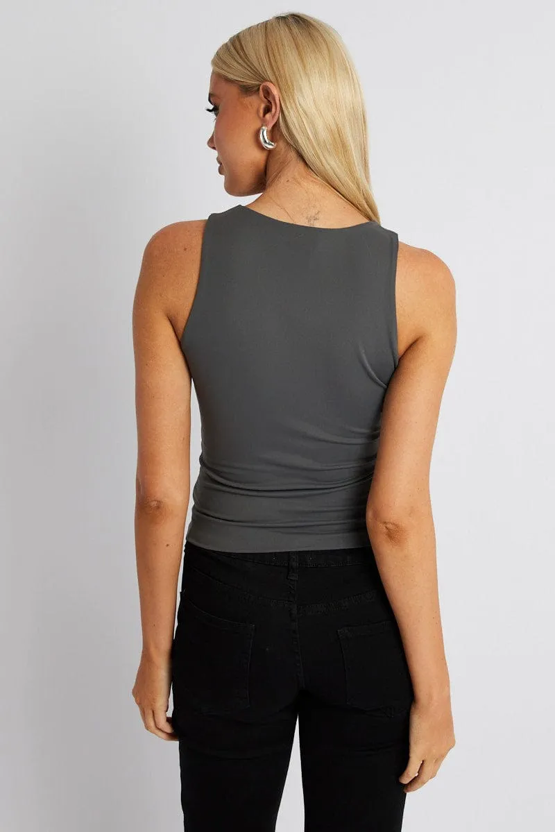 Grey Supersoft Tank Sleeveless sold by Ally Fashion product image thumbnail 5