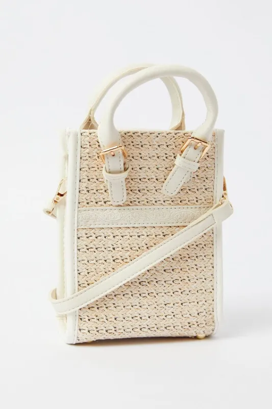 White Crochet Crossbody Bag with Handle sold by Ally Fashion
