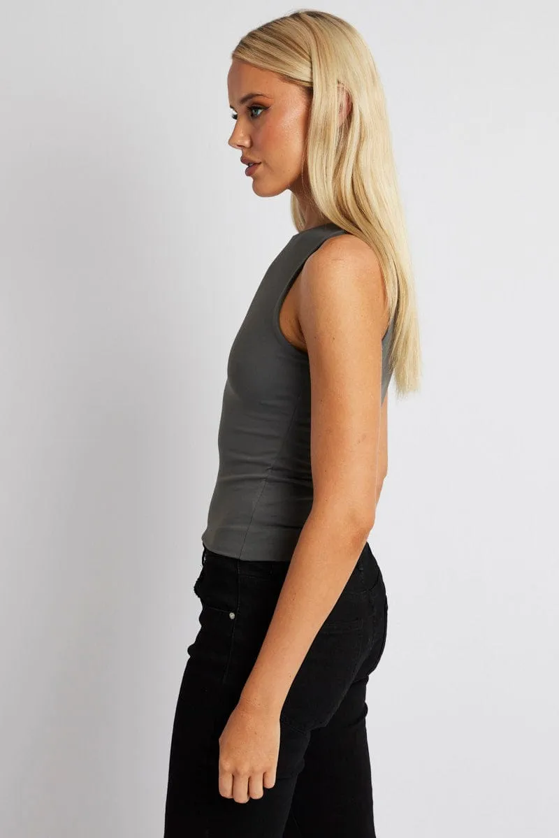 Grey Supersoft Tank Sleeveless sold by Ally Fashion product image thumbnail 4