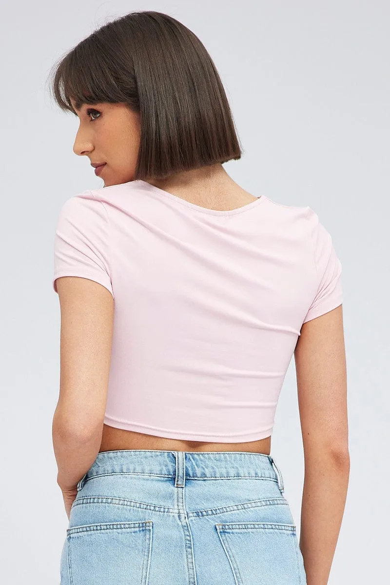 Pink Supersoft Crop Top Short Sleeve sold by Ally Fashion product image thumbnail 5
