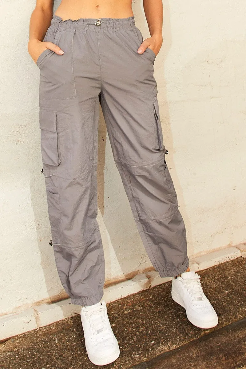 Grey Cargo Parachute Pants sold by Ally Fashion product image thumbnail 2
