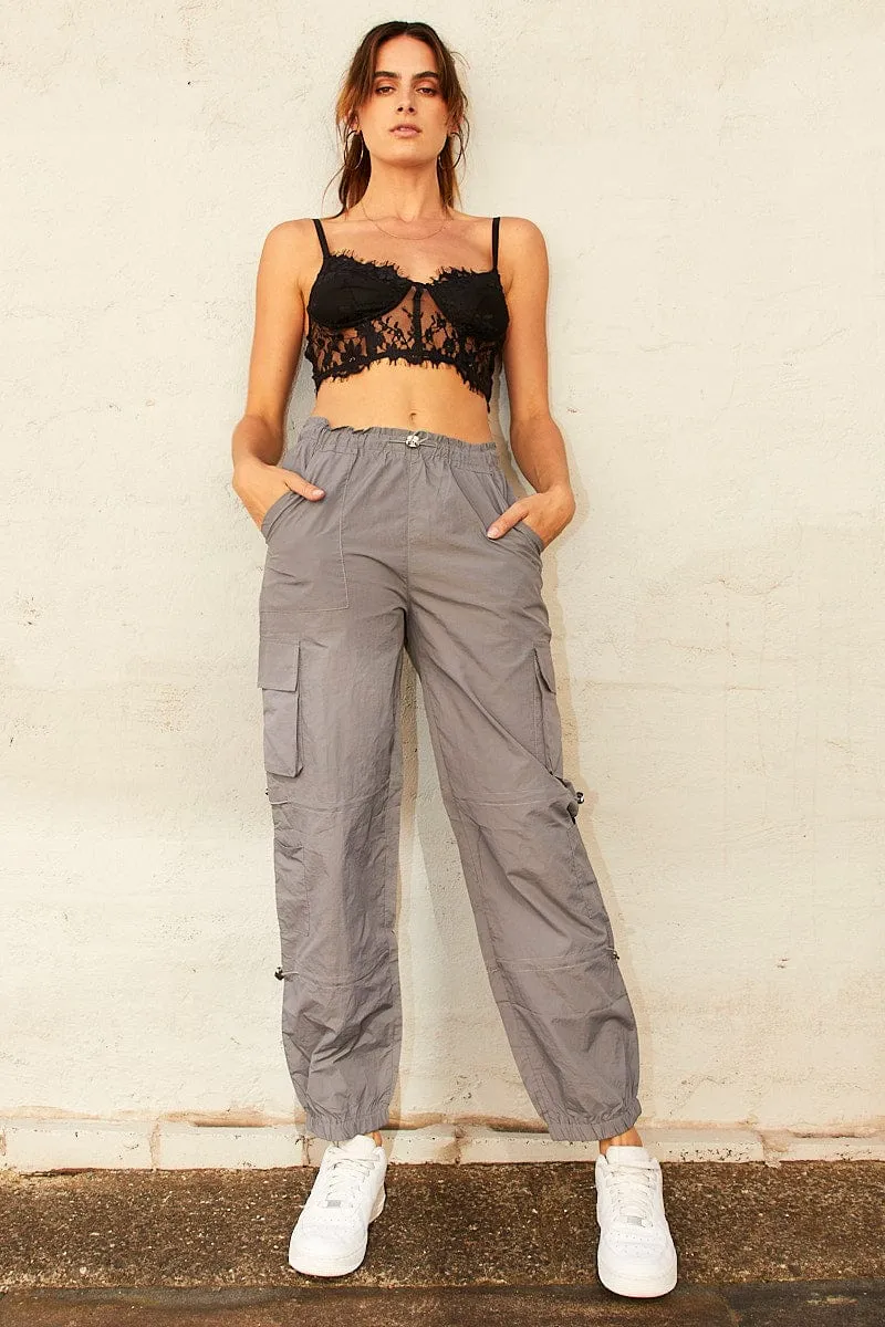 Grey Cargo Parachute Pants sold by Ally Fashion product image thumbnail 3