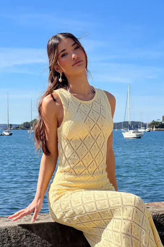 Yellow Knit Dress Sleeveless Maxi sold by Ally Fashion