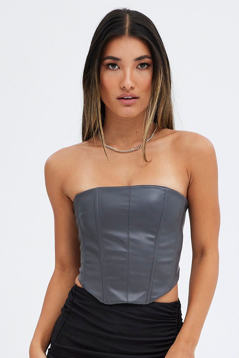 Grey Corset Top Crop sold by Ally Fashion product image thumbnail 3