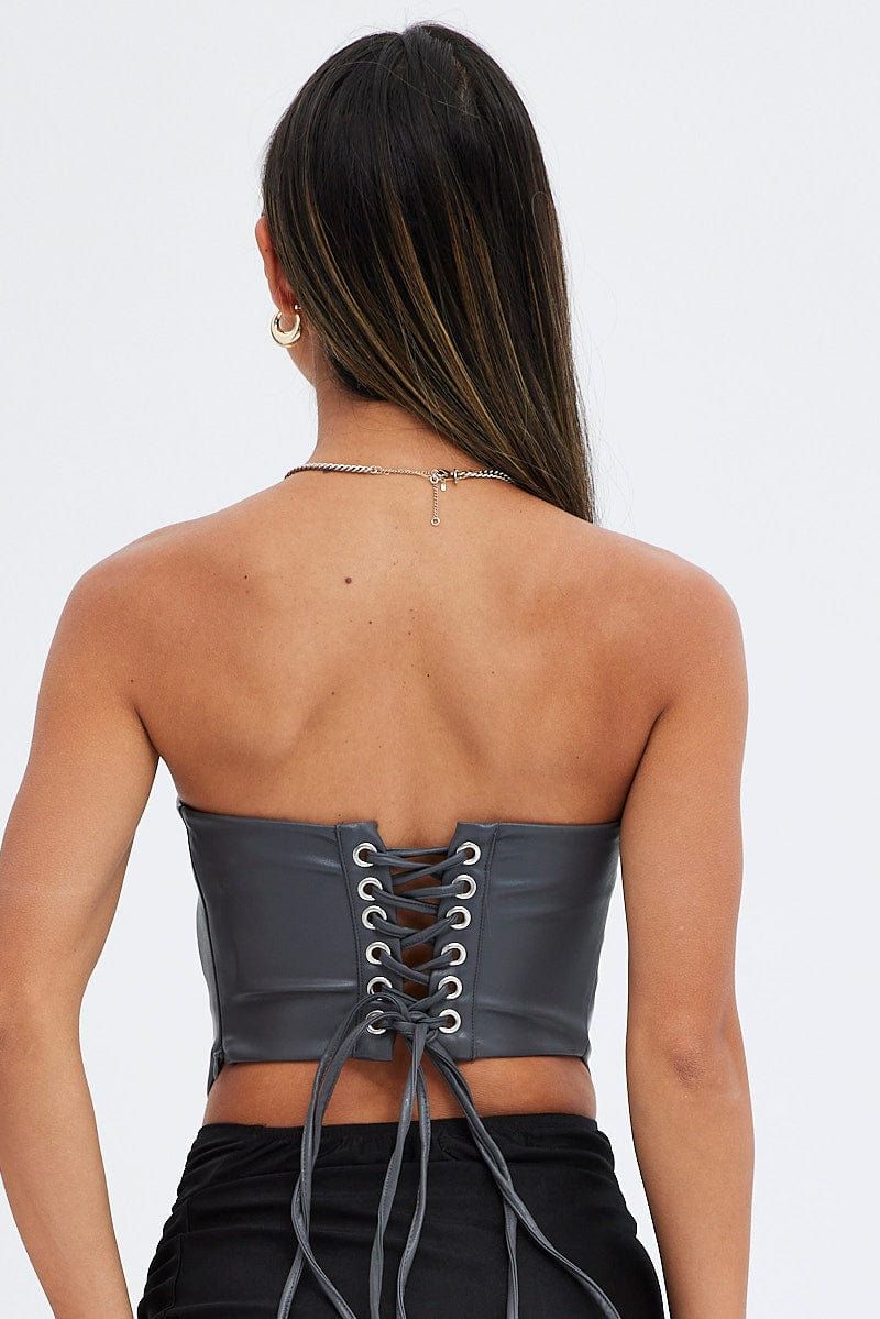 Grey Corset Top Crop sold by Ally Fashion product image thumbnail 5