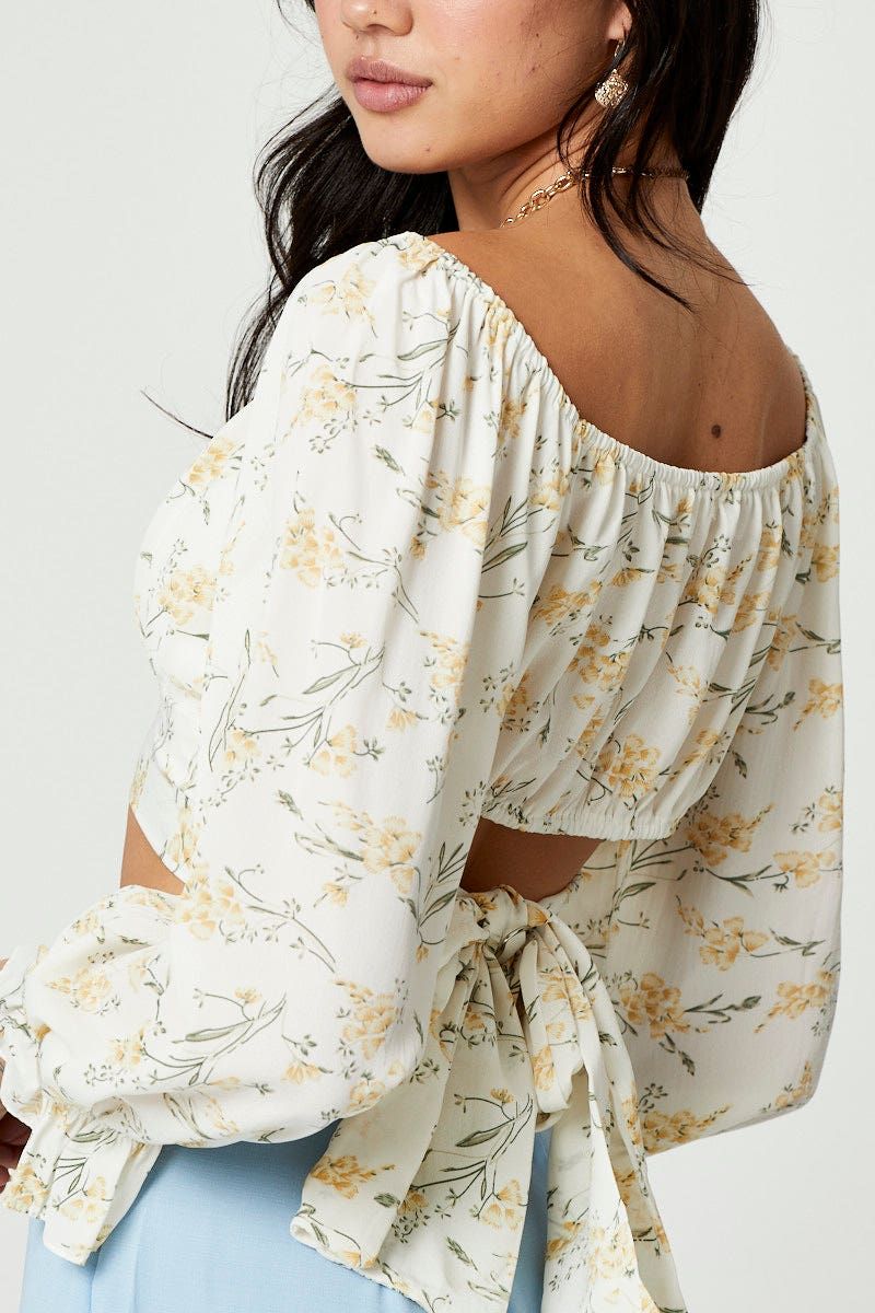 Print Tie Back Crop Top sold by Ally Fashion product image thumbnail 5