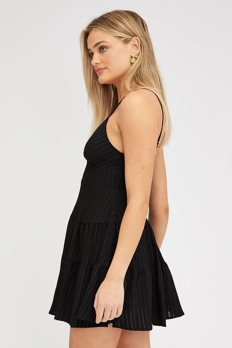 Black Fit And Flare Dress Mini Textured Fabric sold by Ally Fashion product image thumbnail 4