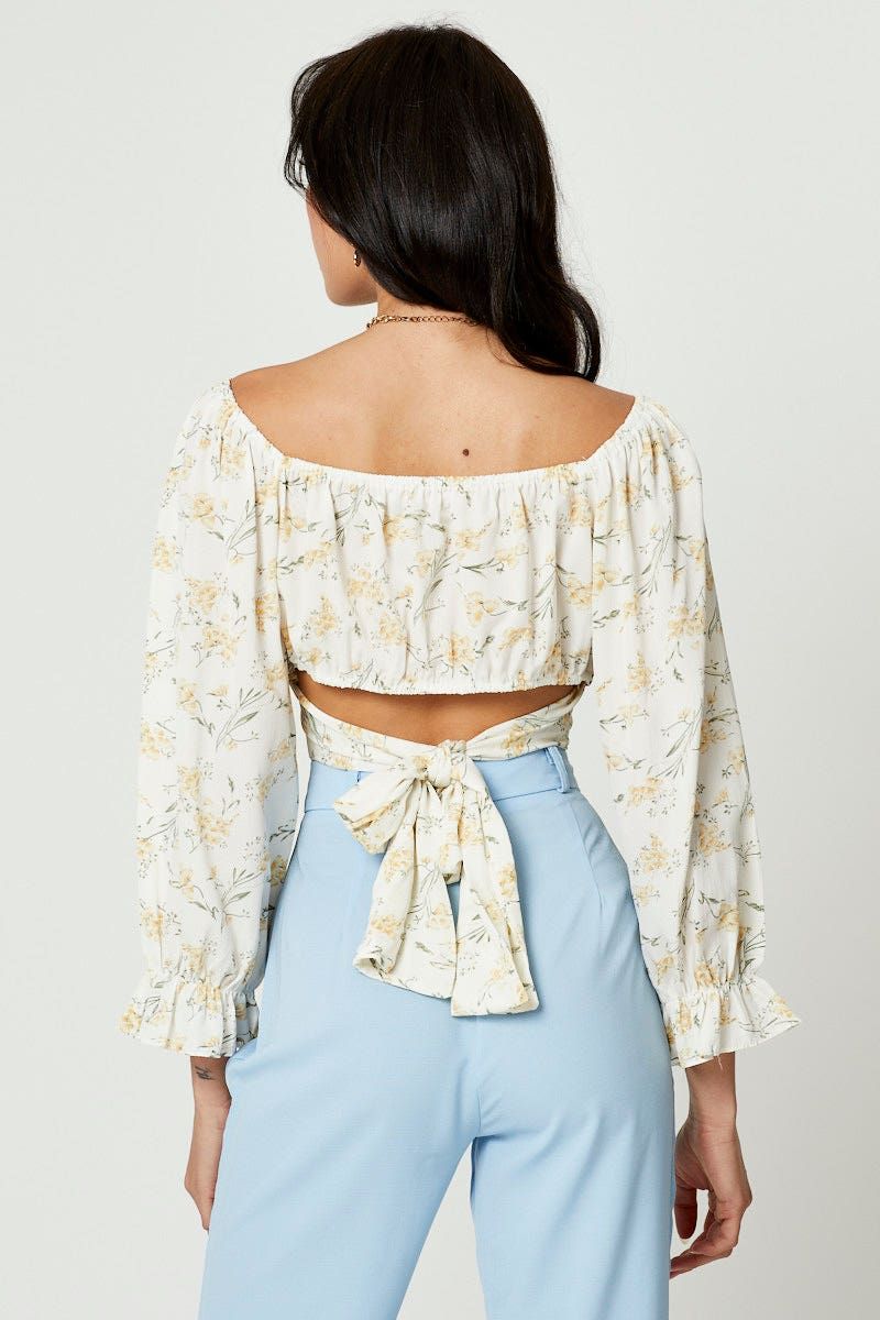 Print Tie Back Crop Top sold by Ally Fashion product image thumbnail 4
