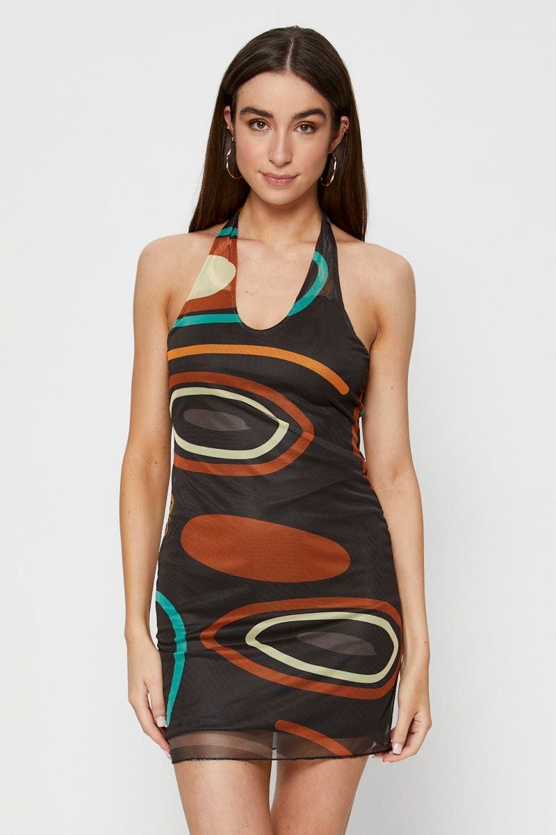 Abstract Print Bodycon Dress Mini Halter Neck sold by Ally Fashion product image thumbnail 3