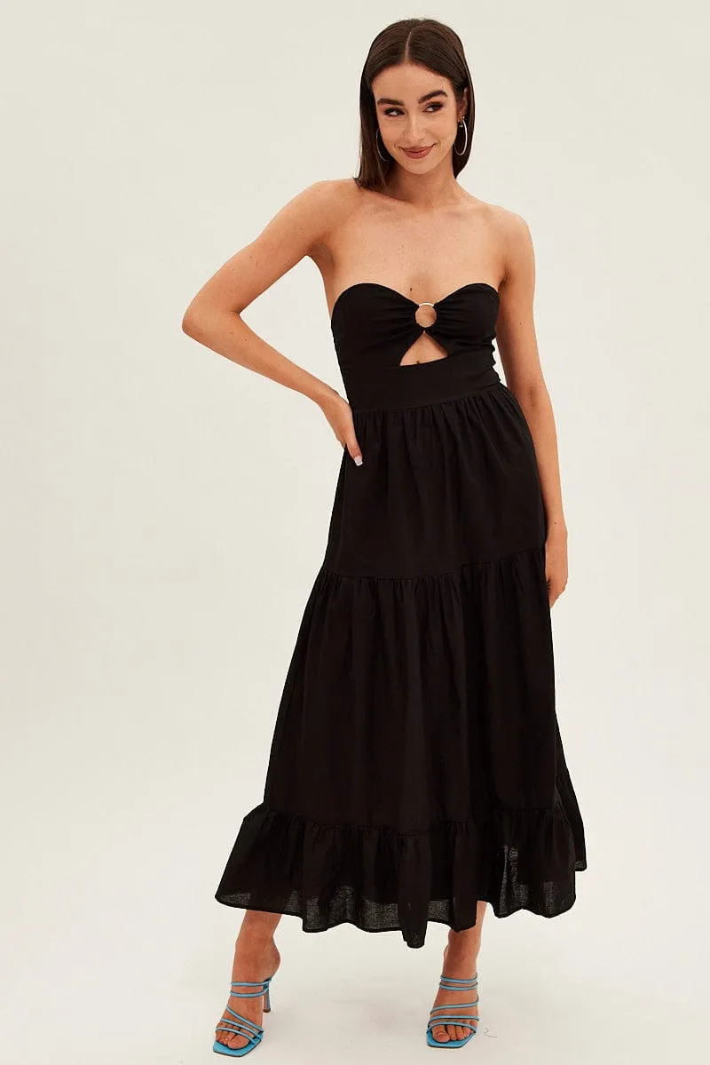 Black Maxi Dress Sleeveless Bandeau Ring Detail sold by Ally Fashion product image thumbnail 3