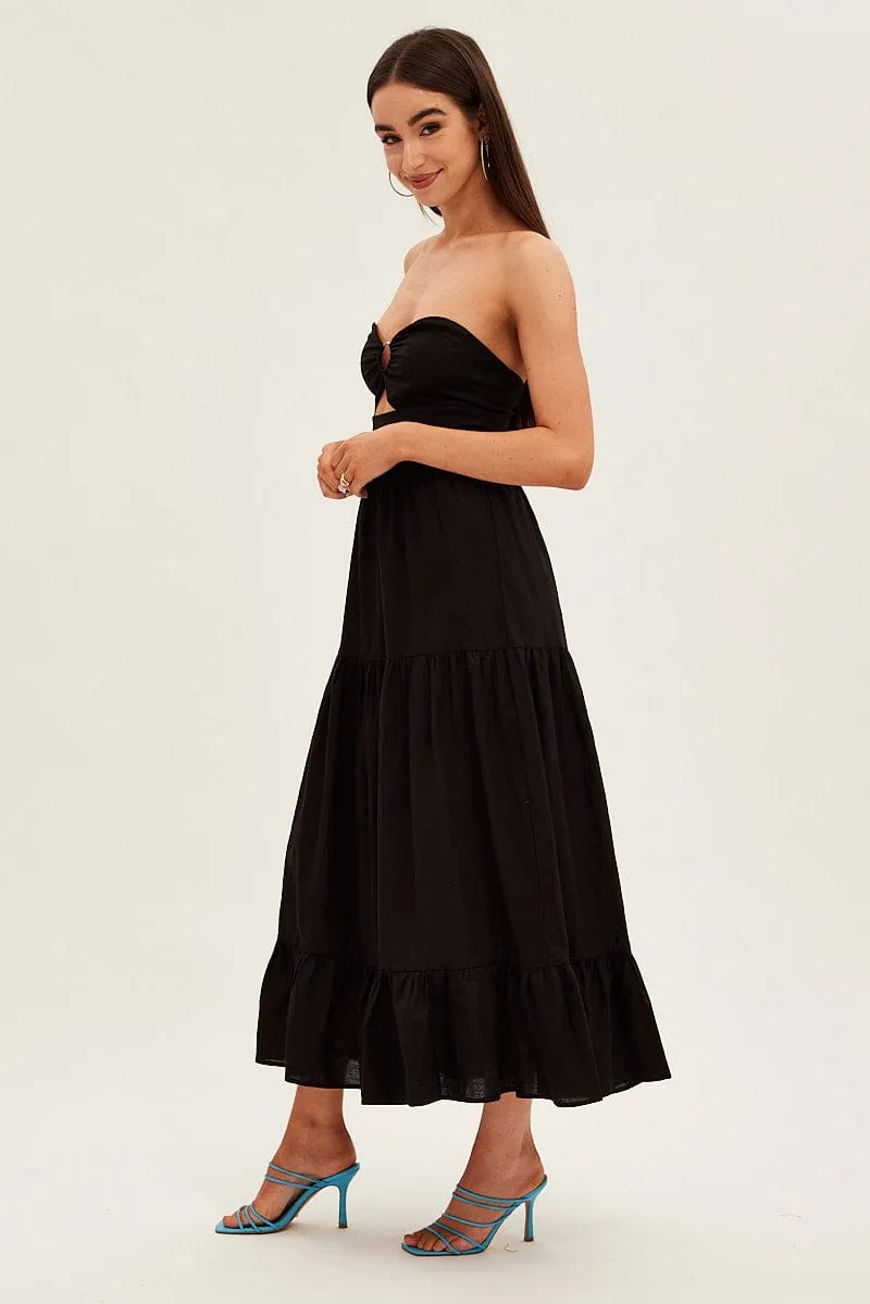 Black Maxi Dress Sleeveless Bandeau Ring Detail sold by Ally Fashion product image thumbnail 4