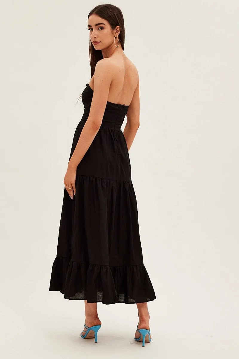 Black Maxi Dress Sleeveless Bandeau Ring Detail sold by Ally Fashion product image thumbnail 5