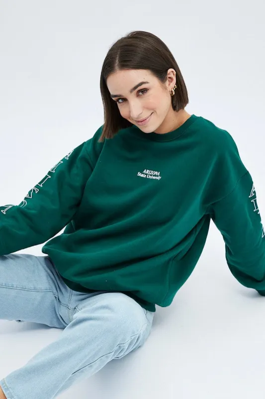 Green Graphic Sweater Long Sleeves sold by Ally Fashion