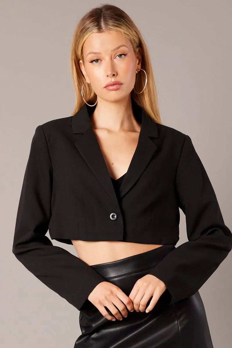 Black Crop Blazer Jacket sold by Ally Fashion product image thumbnail 3