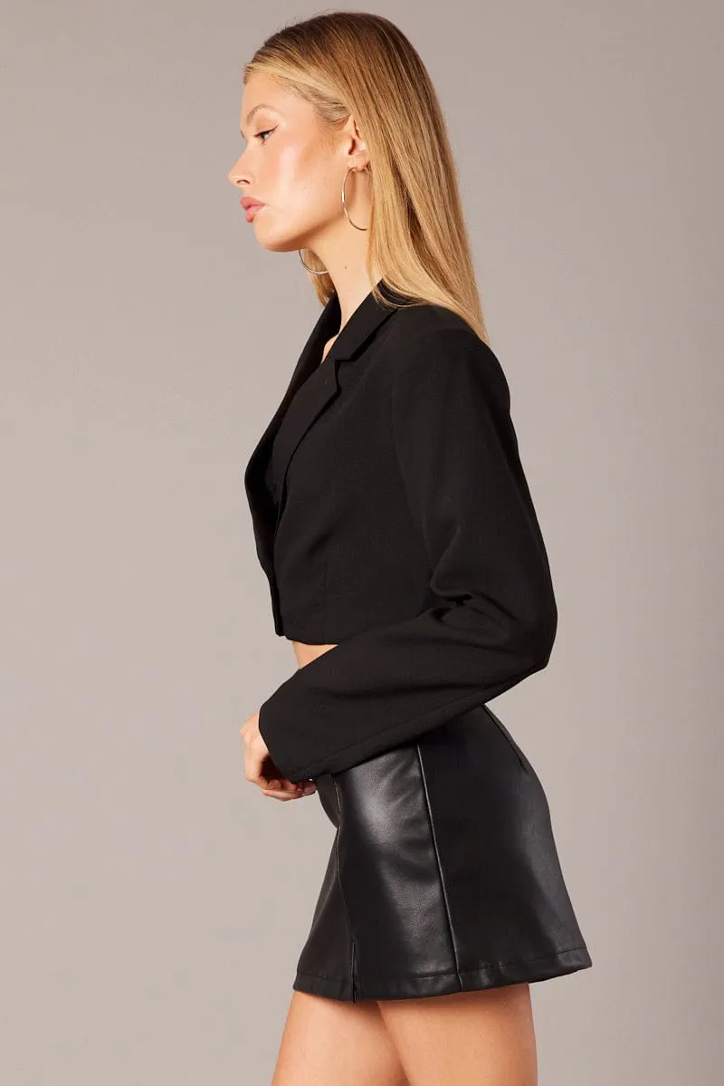 Black Crop Blazer Jacket sold by Ally Fashion product image thumbnail 4