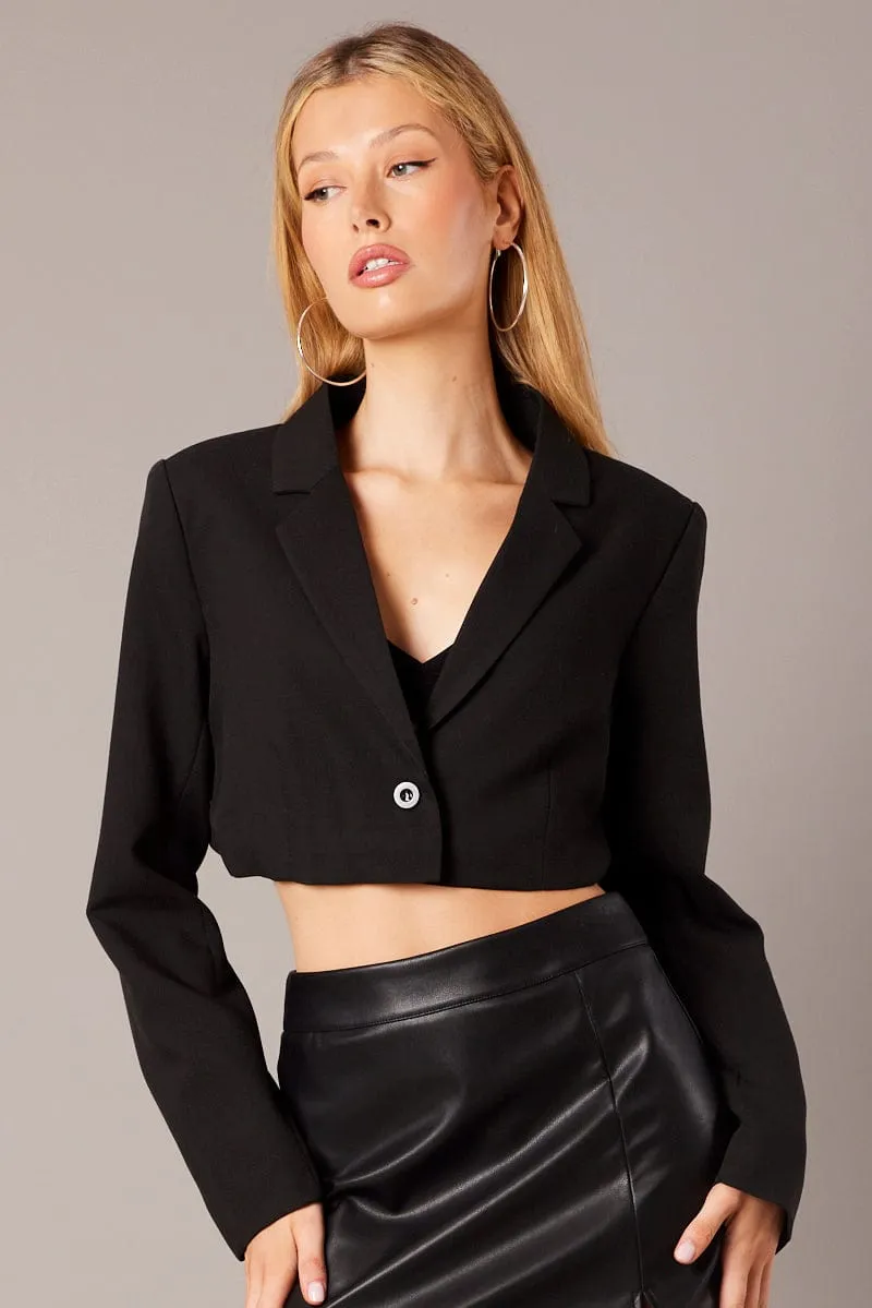 Black Crop Blazer Jacket sold by Ally Fashion