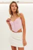White Mini Skirt Elastic Waist Band Texture Polyester sold by Ally Fashion
