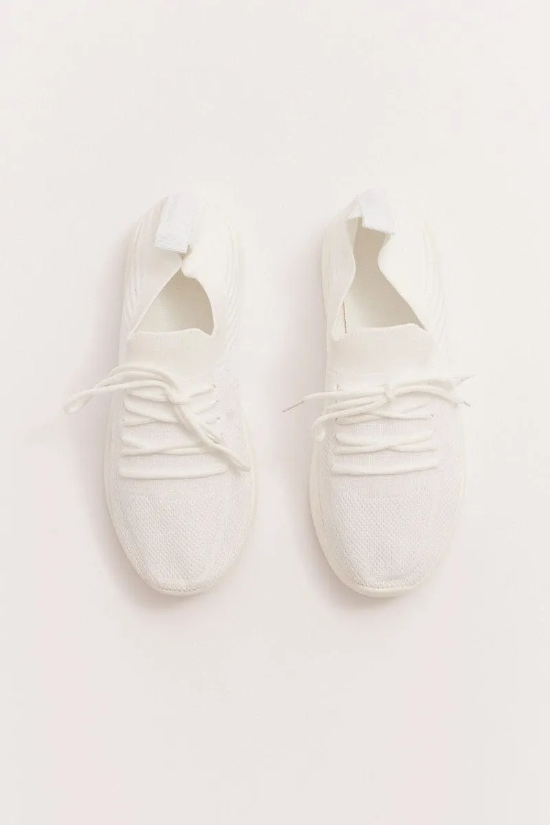 White Knit Detail Lace Up Trainers Sneakers sold by Ally Fashion product image thumbnail 2