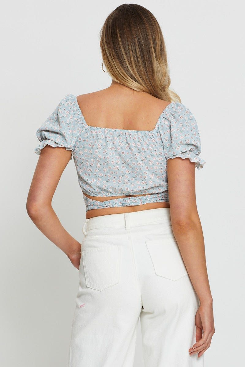 Print Crop Top Tie Up sold by Ally Fashion product image thumbnail 4