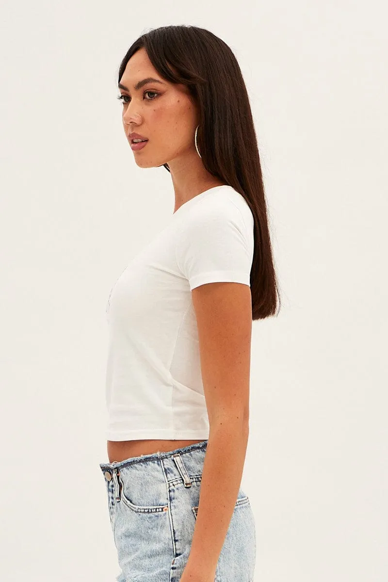 White Crop T Shirt sold by Ally Fashion product image thumbnail 4