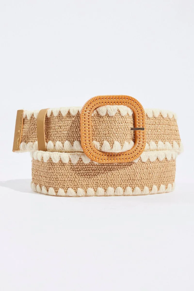 Beige Straw Belts sold by Ally Fashion