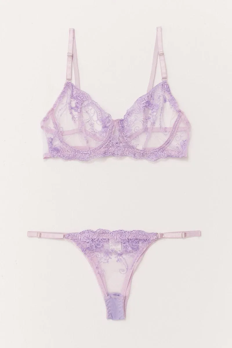 Purple Floral Embroidered Lingerie Set sold by Ally Fashion