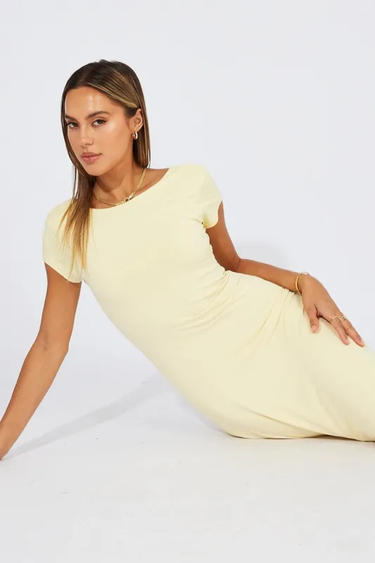 Yellow Supersoft Maxi Dress Short Sleeve sold by Ally Fashion
