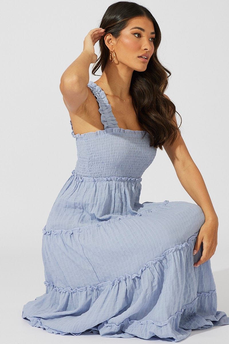 Blue Maxi Dress Sleeveless Tiered sold by Ally Fashion product image thumbnail 2