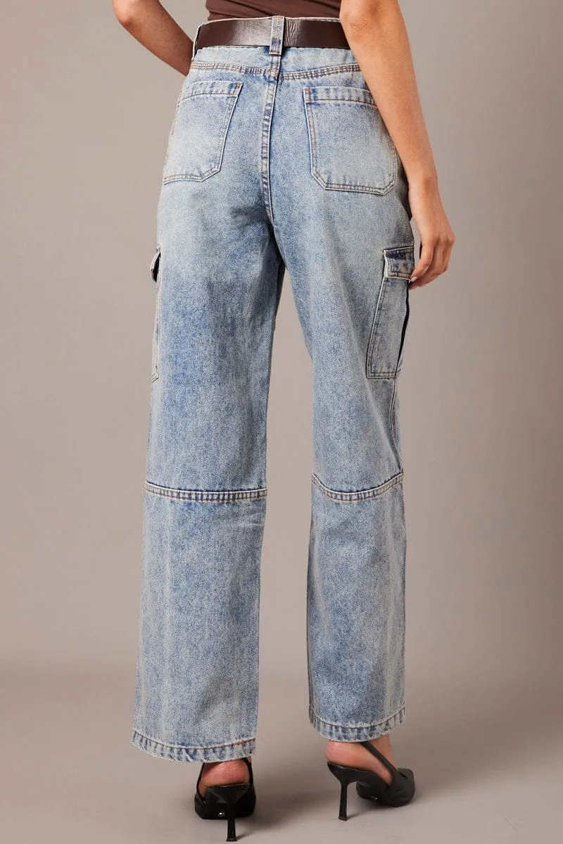 Denim Cargo Jean Mid Rise sold by Ally Fashion product image thumbnail 5