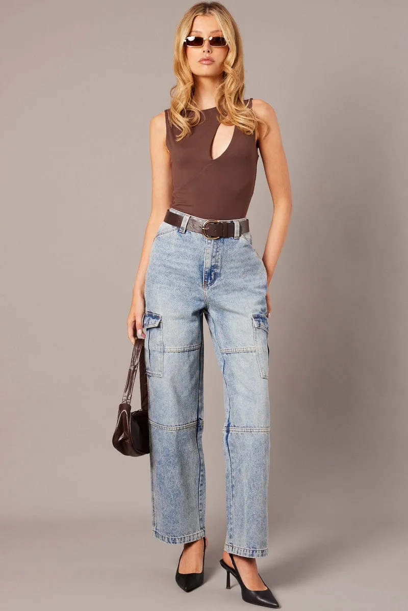 Denim Cargo Jean Mid Rise sold by Ally Fashion product image thumbnail 2