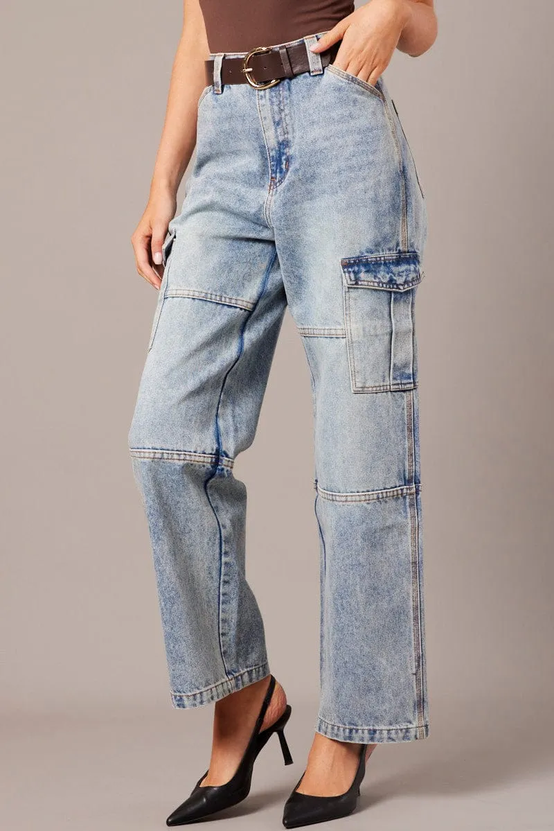 Denim Cargo Jean Mid Rise sold by Ally Fashion product image thumbnail 4
