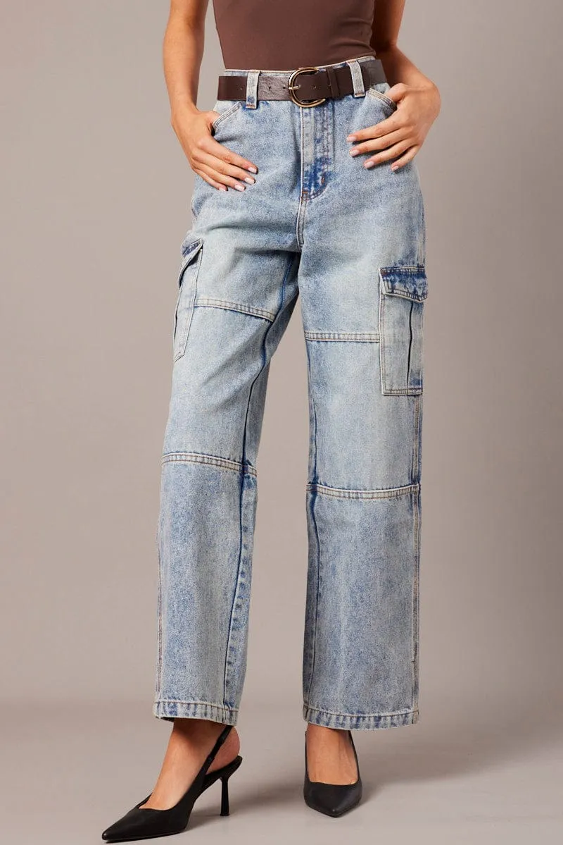 Denim Cargo Jean Mid Rise sold by Ally Fashion product image thumbnail 3