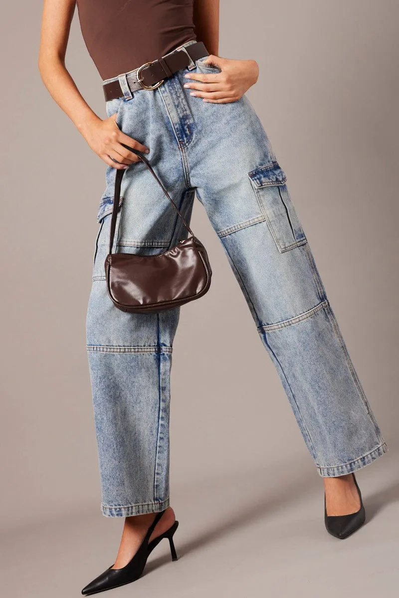 Denim Cargo Jean Mid Rise sold by Ally Fashion