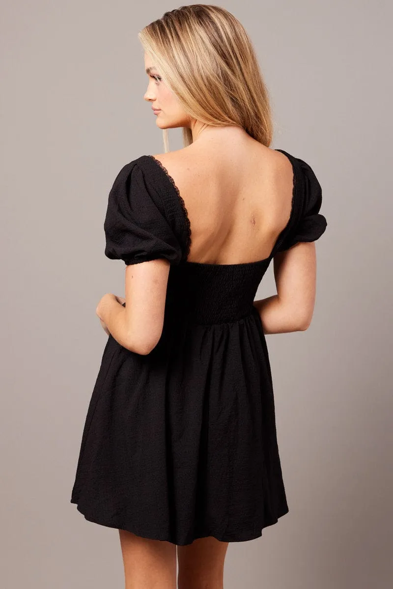 Black Fit And Flare Dress Puff Sleeve sold by Ally Fashion product image thumbnail 5