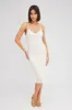 White Midi Dress Sleeveless V-Neck Bodycon Lace Stretch sold by Ally Fashion
