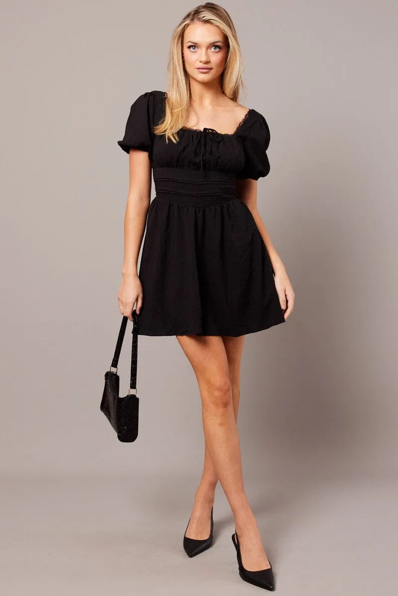 Black Fit And Flare Dress Puff Sleeve sold by Ally Fashion product image thumbnail 3