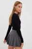 Black Bodysuit Long Sleeve Round Neck Cut Out Rib sold by Ally Fashion