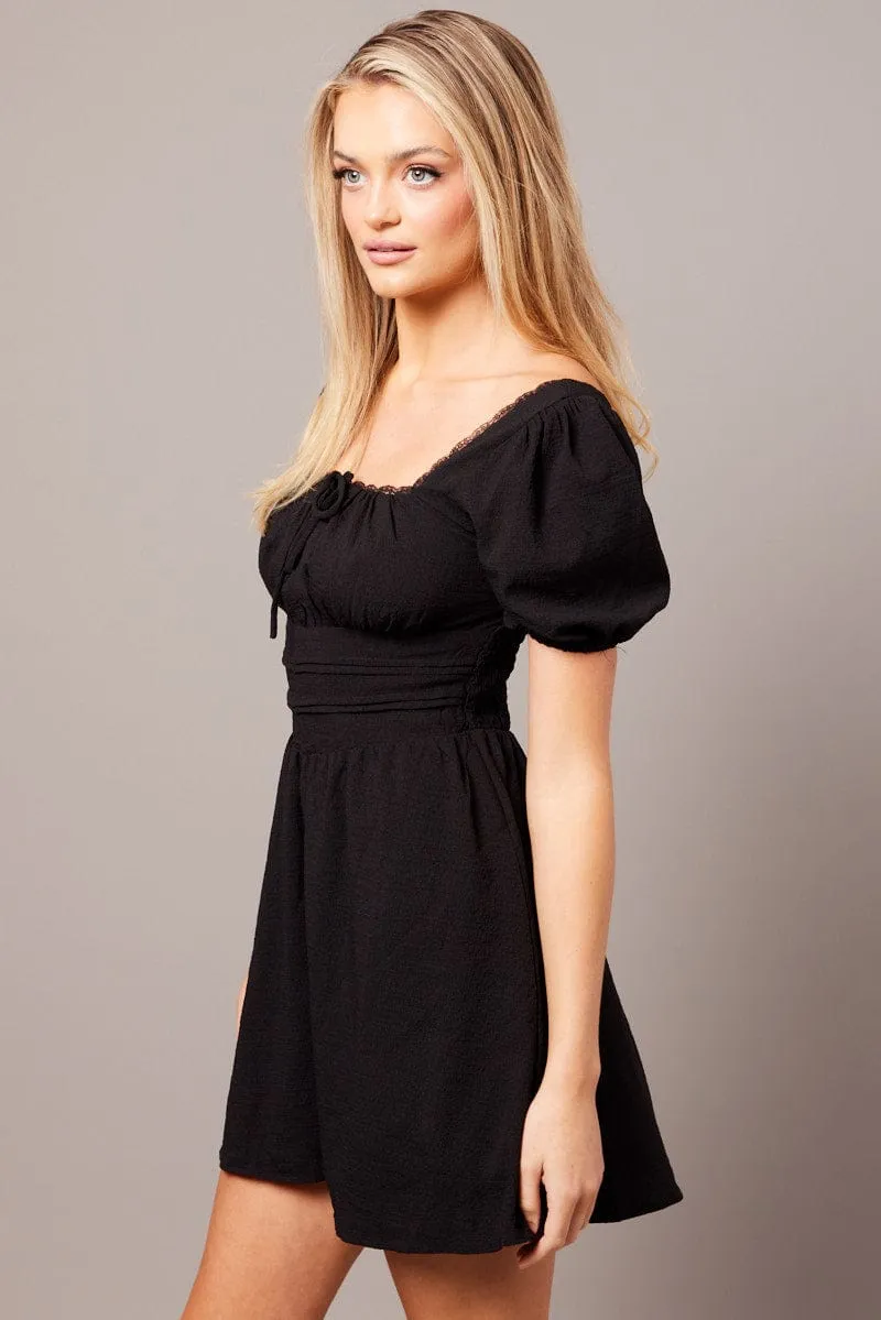 Black Fit And Flare Dress Puff Sleeve sold by Ally Fashion product image thumbnail 4
