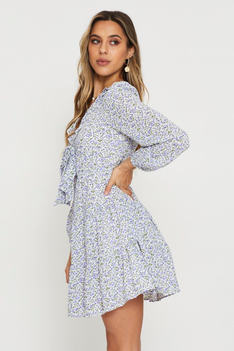 Print Mini Dress Long Sleeve sold by Ally Fashion product image thumbnail 3