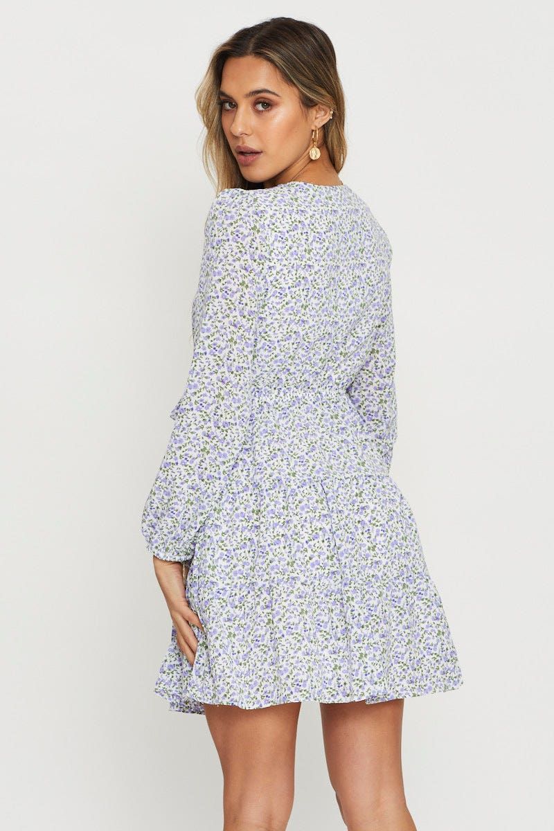 Print Mini Dress Long Sleeve sold by Ally Fashion product image thumbnail 4