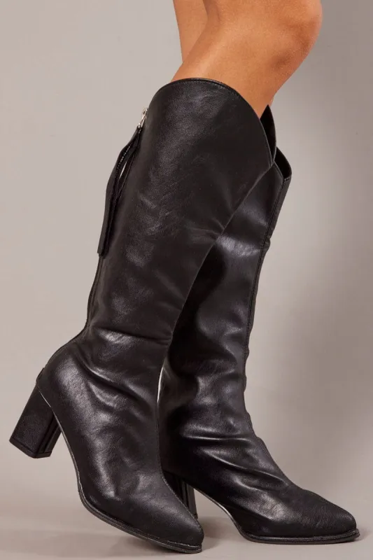 Black Heeled Knee Boots sold by Ally Fashion